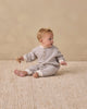 Slate Stripe Henley Jumpsuit, studio photo on baby