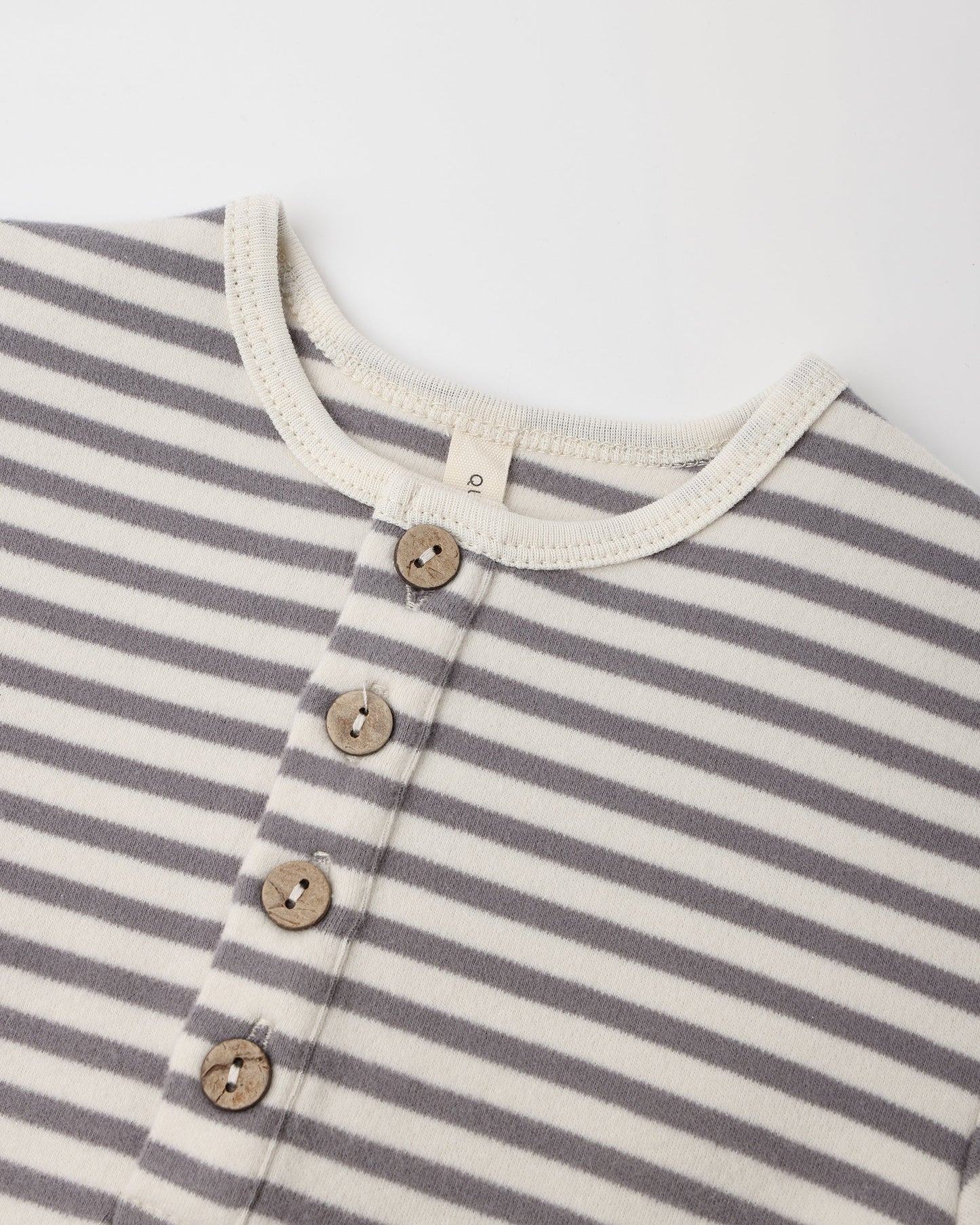 Slate Stripe Henley Jumpsuit fabric close-up