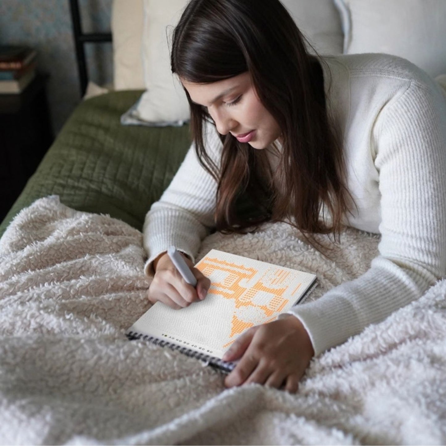 Relaxing winter dot-by-letter activity pad with markers