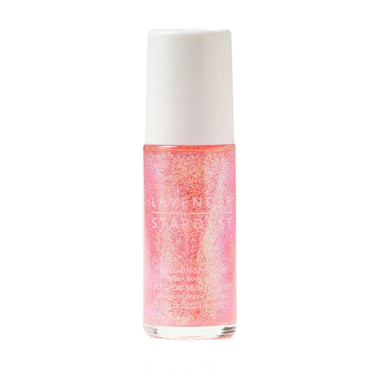Pink roll-on shimmer with sweet strawberry scent