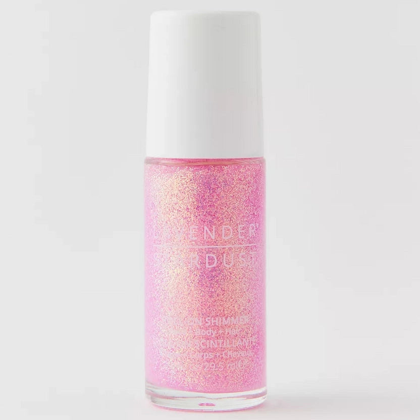 Bottle of pink roll-on body glitter