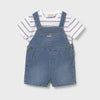 Baby Boys Set with striped shirt and denim overalls 