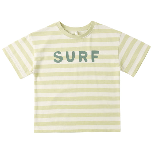 Citron striped t-shirt with 'SURF' text across the chest