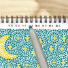 Calming dot-by-letter activity pad with botanical scenes