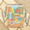 Calming dot-by-letter activity pad with botanical scenes