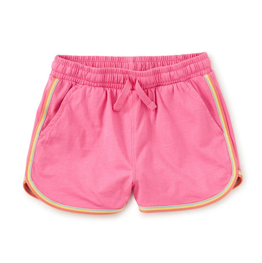 Rainbow trim Pink sporty shorts for girls