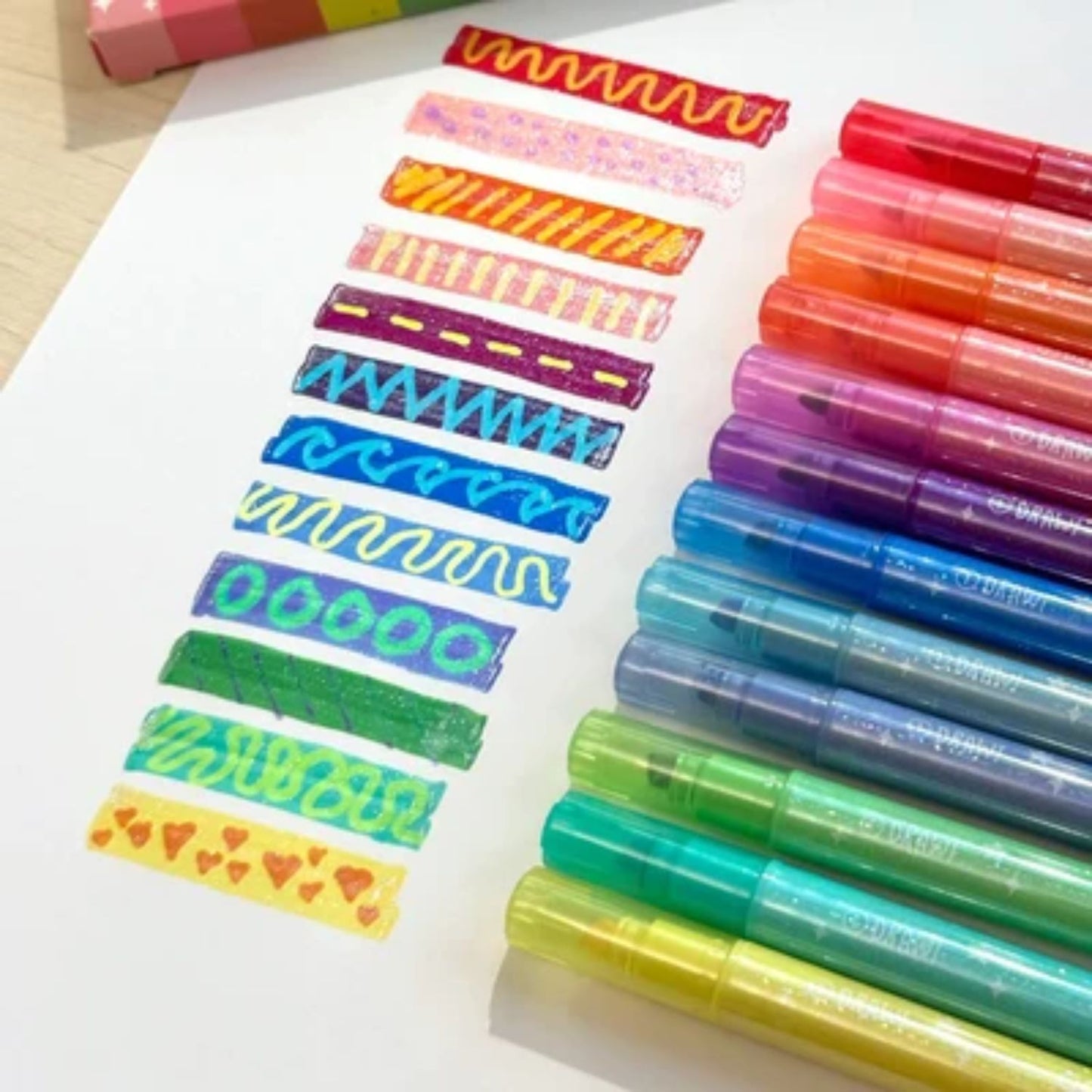 Glitter color-changing markers for creative fun