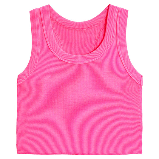 Azalea Crop Ribbed Tank