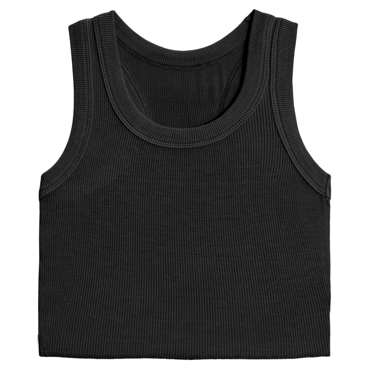 Black Crop Ribbed Tank