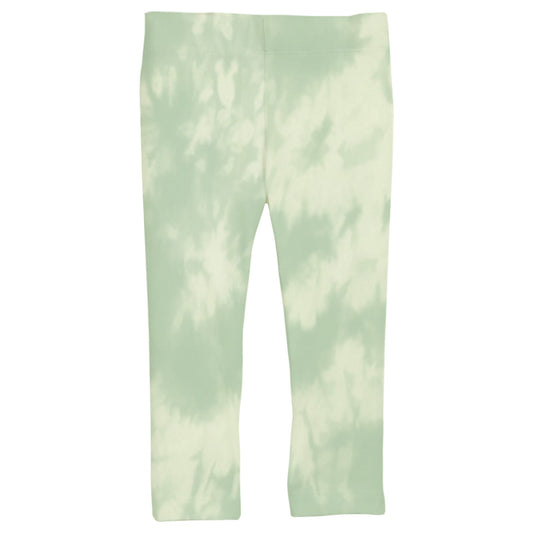 A pair of green tie-dye leggings for girls.