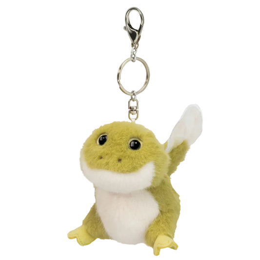 stuffed green tadpole on a keychain