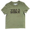 Green t-shirt with 'Take a Hike' text 