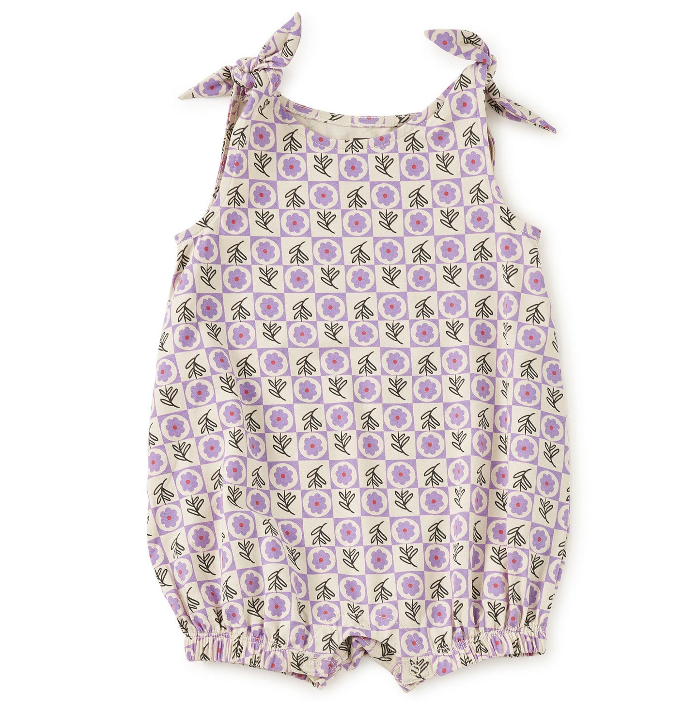 purple floral tile patterned tie shoulder bubble