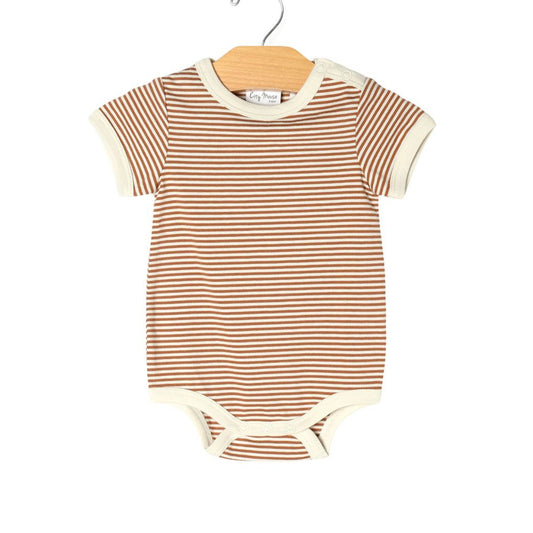 Striped baby bodysuit on a hanger 