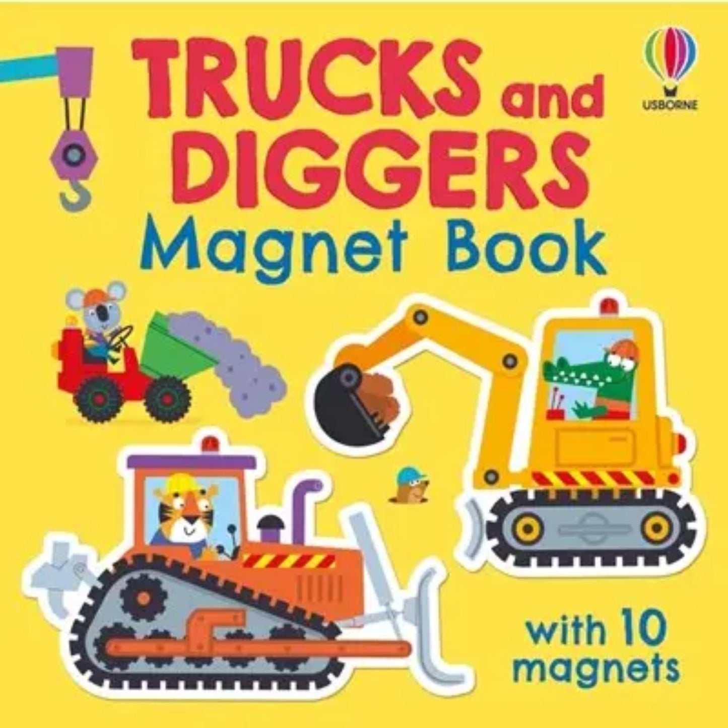 Interactive truck and digger magnet activity book