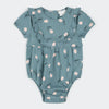 Teal ribbed onesie with tulip patter