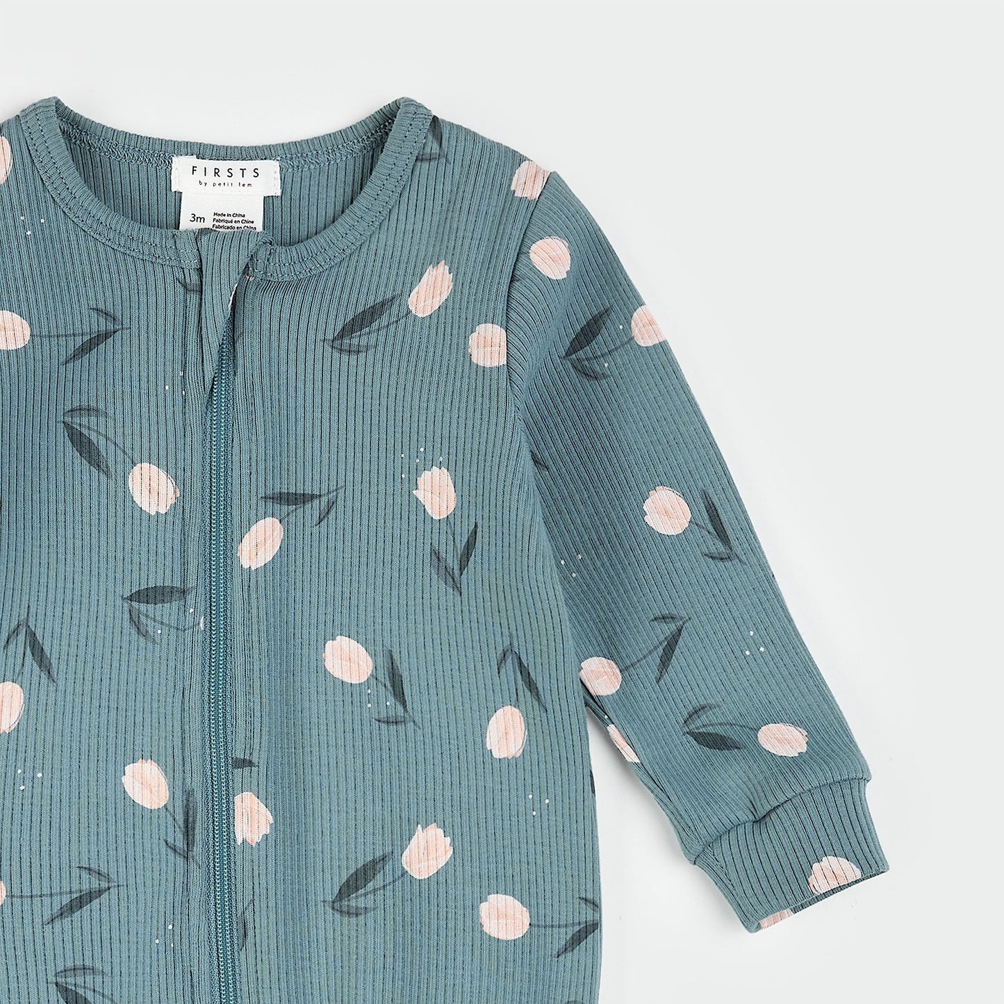 Tulips on Teal Zip Footie