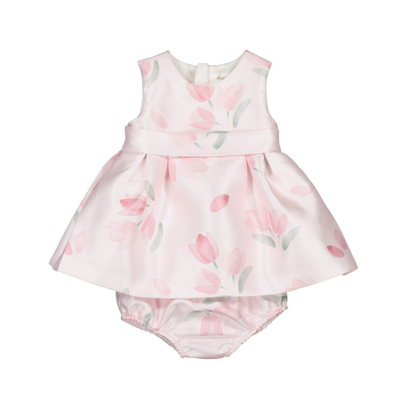 Baby dress with pink floral pattern 