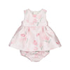 Baby dress with pink floral pattern 