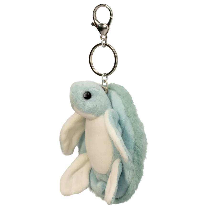 stuffed green turtle on keychain