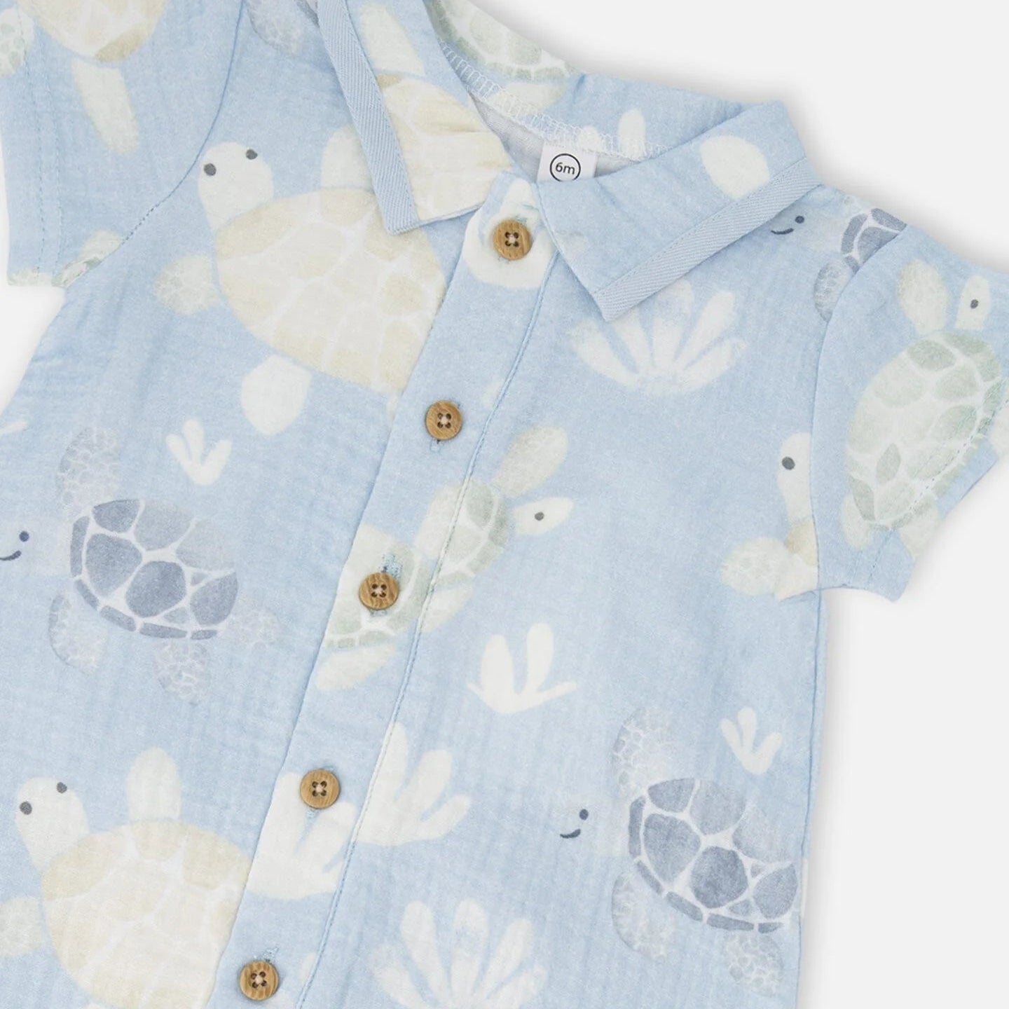 Turtles Muslin Polo Romper