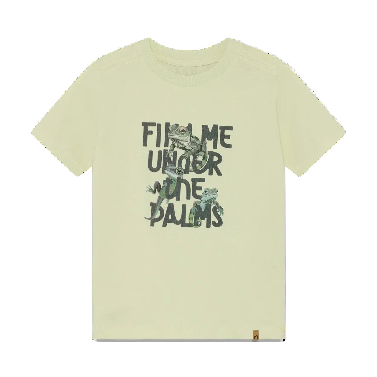 Light Green tee with the text: Find Me Under the Palms with lizard graphics