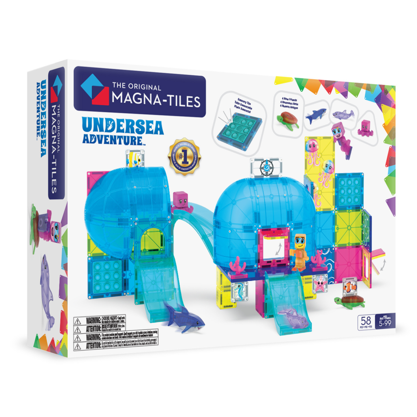 Colorful magnetic building set with ocean animals and slides