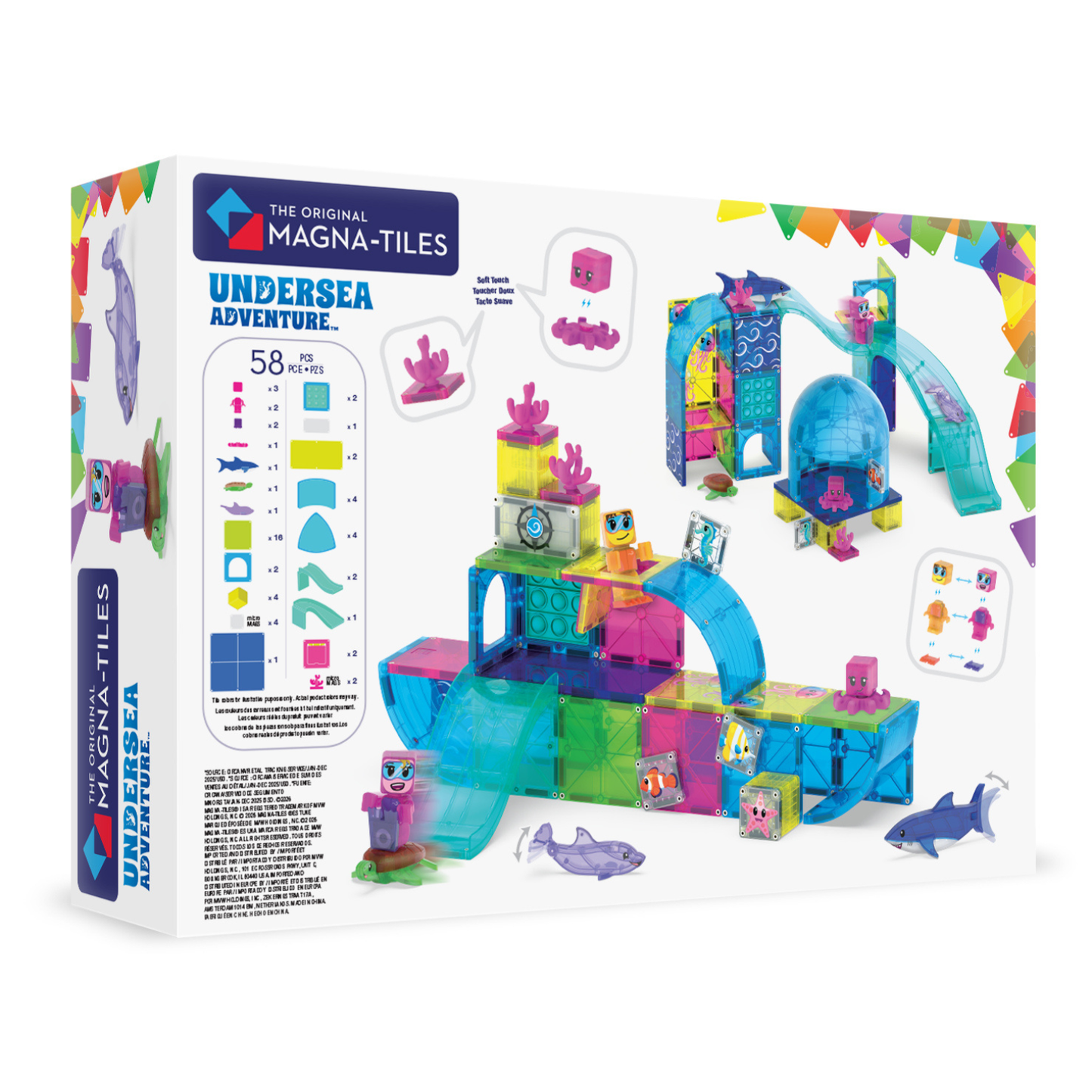 Colorful magnetic building set with ocean animals and slides