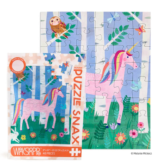 Pink unicorn in forest puzzle