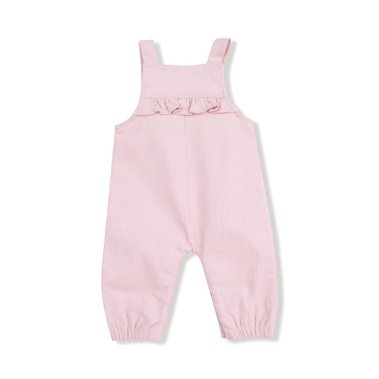 Veiled Pink Ruffle Cord Overall