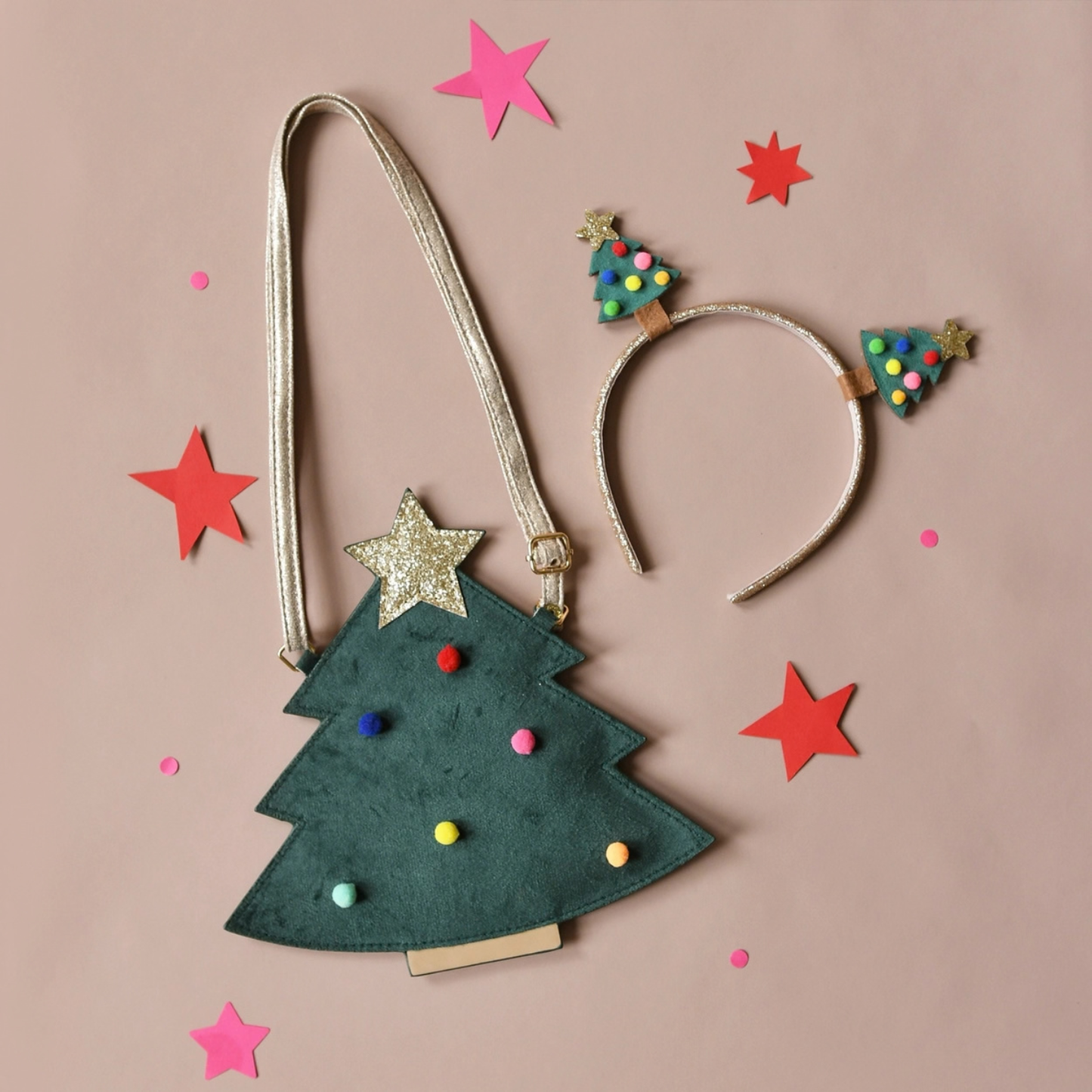 Velvet Xmas Tree Purse Christmas Holiday Kids Accessory