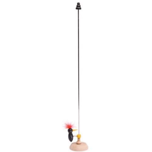 Toy woodpecker on a thin wire stand