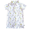 Baby polo romper with golf graphic all over print
