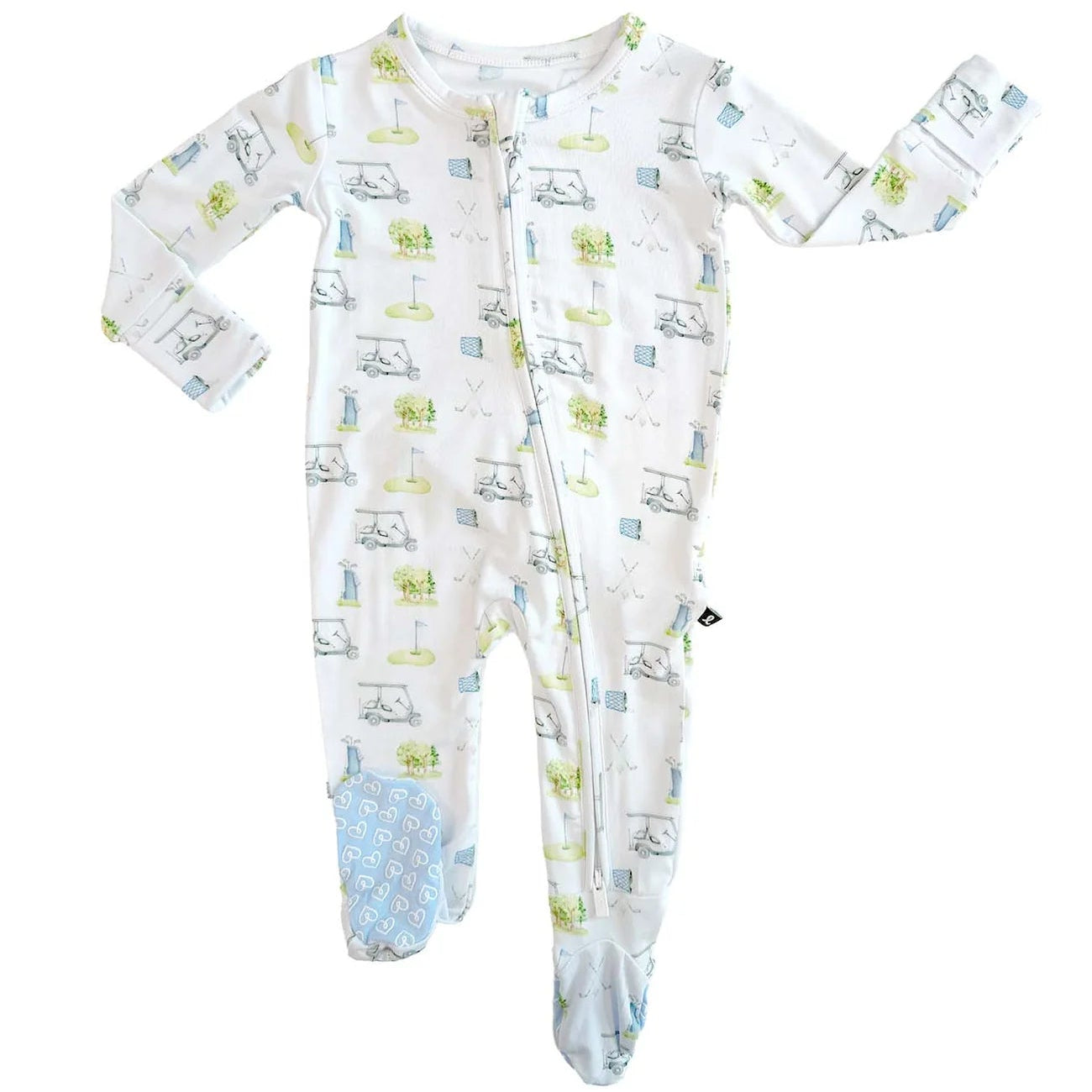 Baby footie pajama with golf  theme all-over print