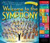 Book cover of 'Welcome to the Symphony' with illustrations of orchestra members and musical instruments.