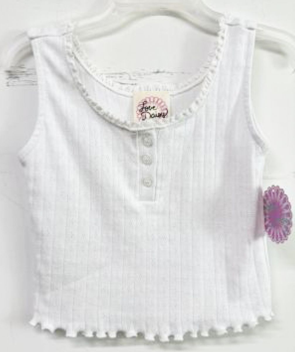 White tank shirt with buttons on a hanger