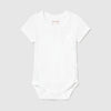 White pointelle bodysuit on a light gray background
