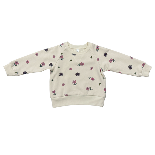 Beige sweatshirt with floral patterns on a white background