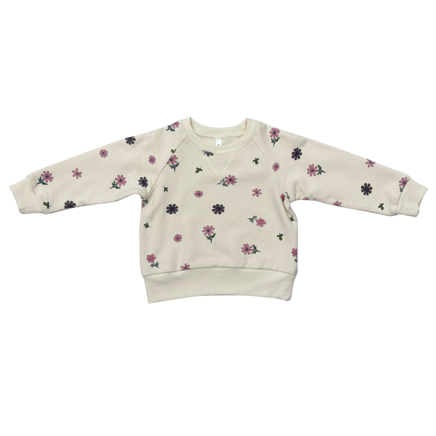 Beige sweatshirt with floral patterns on a white background