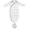 White baby knotted gown with woodland animal prints