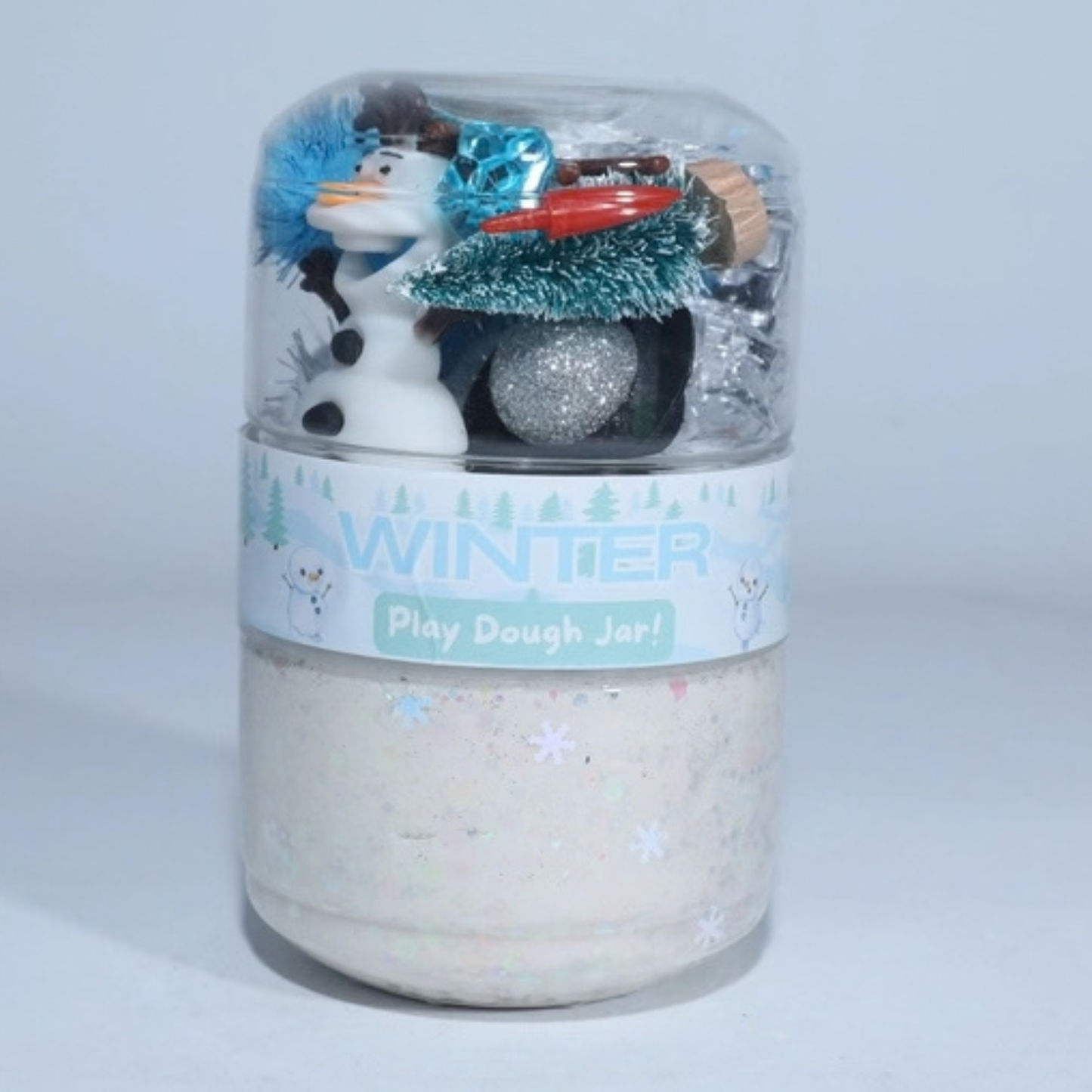 Winter Play Dough Jar with Snowman Accessories