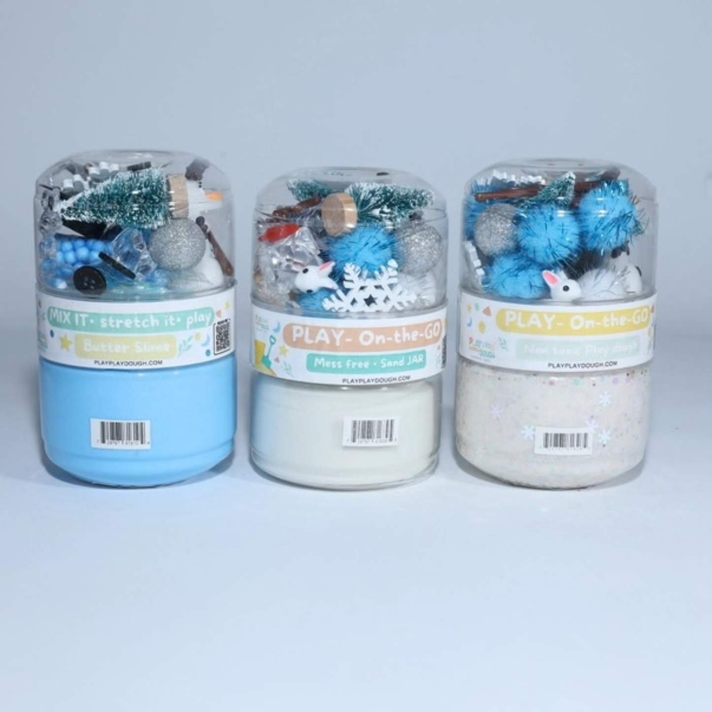 Winter Play Dough Jar with Snowman Accessories