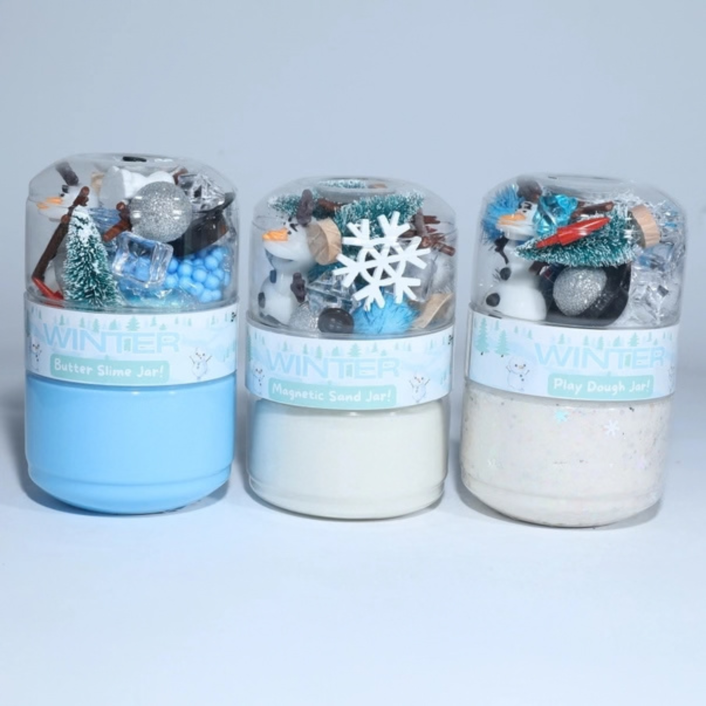 Winter Play Dough Jar with Snowman Accessories