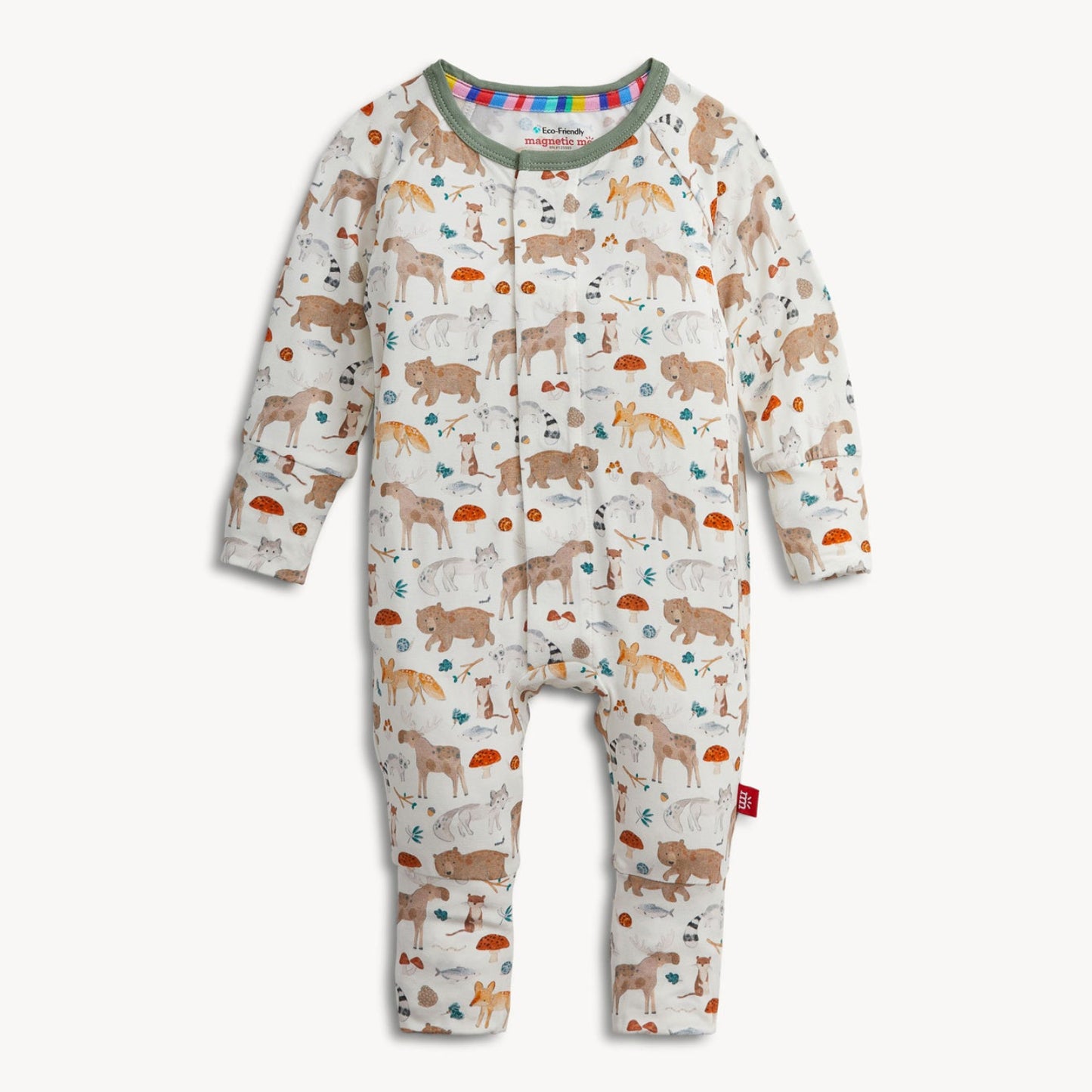 Children's onesie with animal pattern on a white background