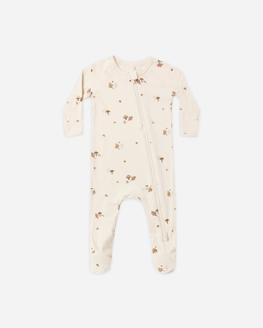 Woodland Bamboo Zip Footie - flat lay