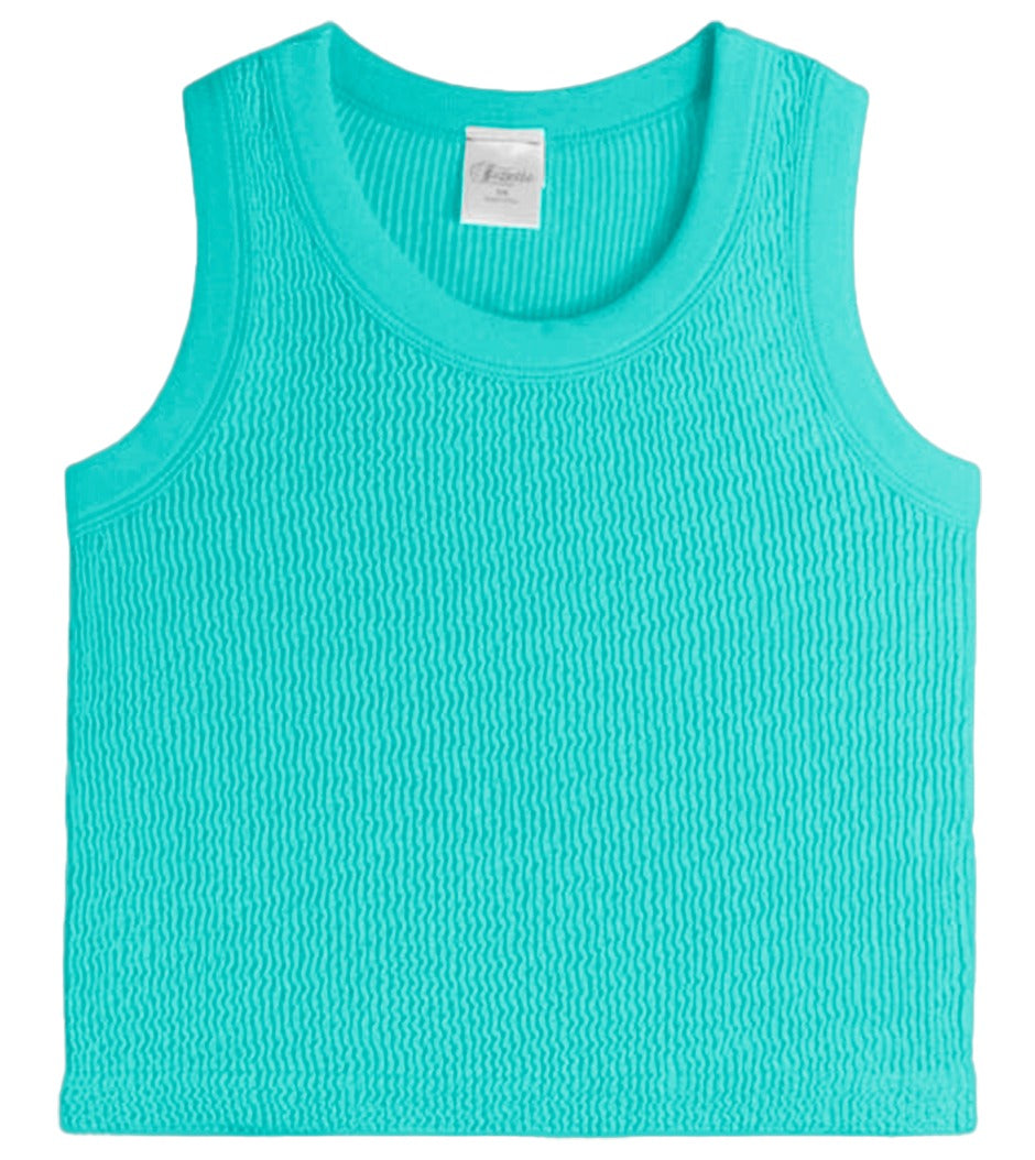 Turquoise Smocked Tank