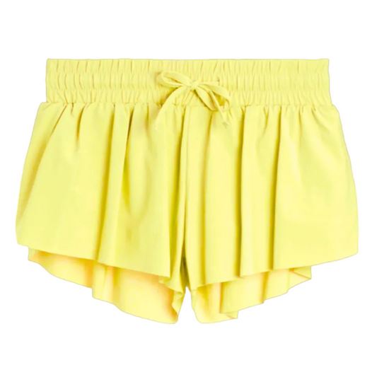 Yellow shorts with a tie waist