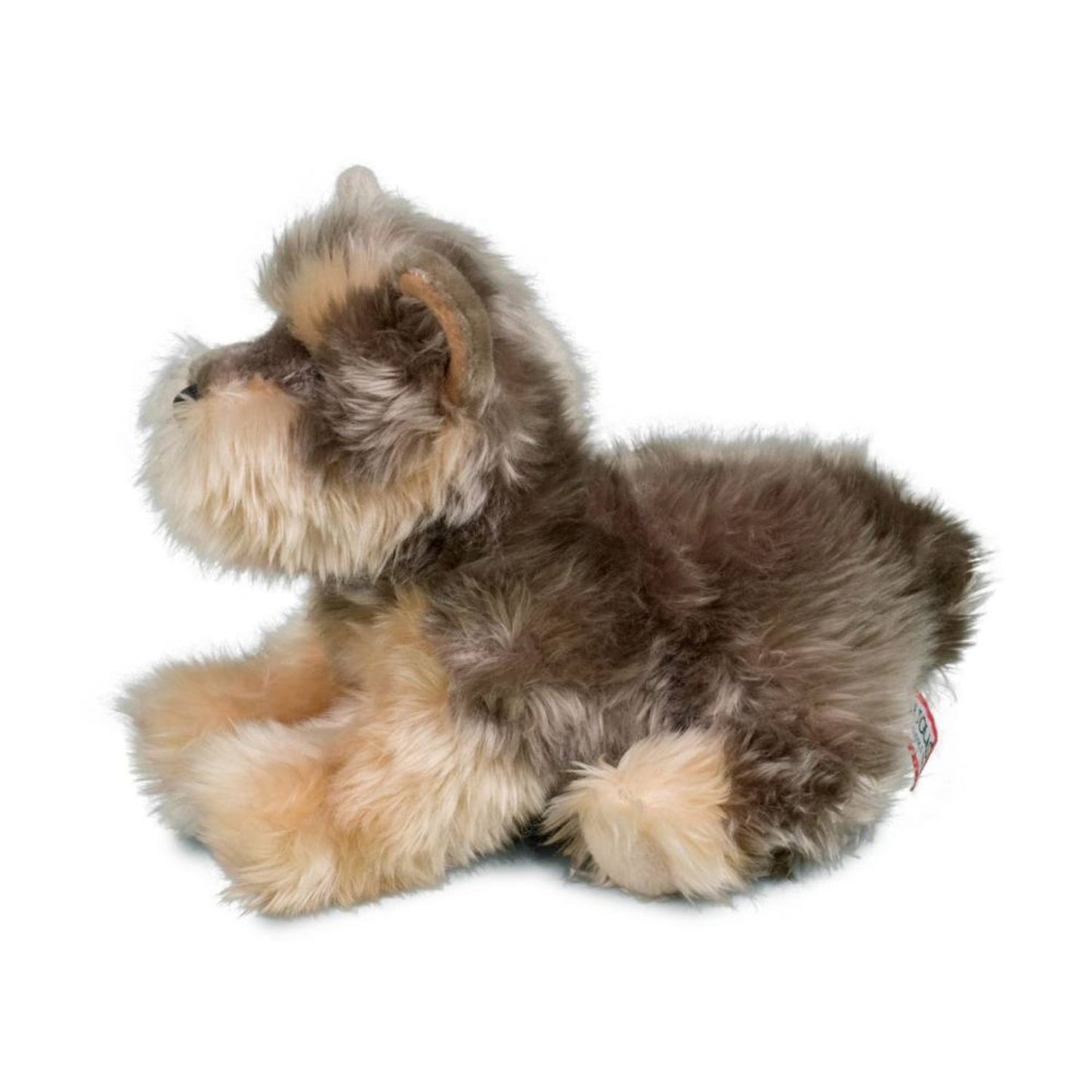 Silky Yorkie plush with realistic puppy-cut styling