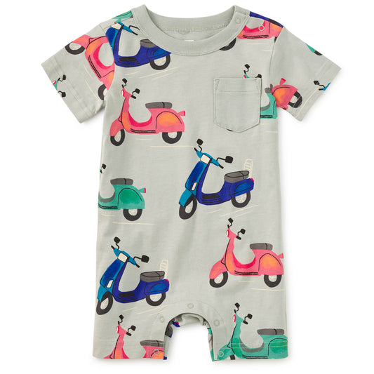baby romper with scooter pattern