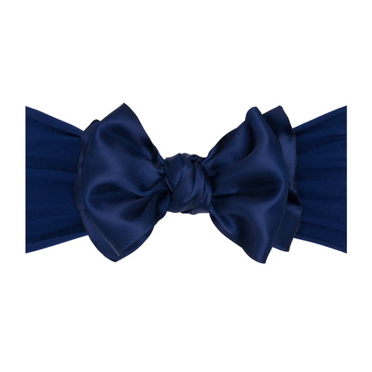 Navy Satin Bow Headband